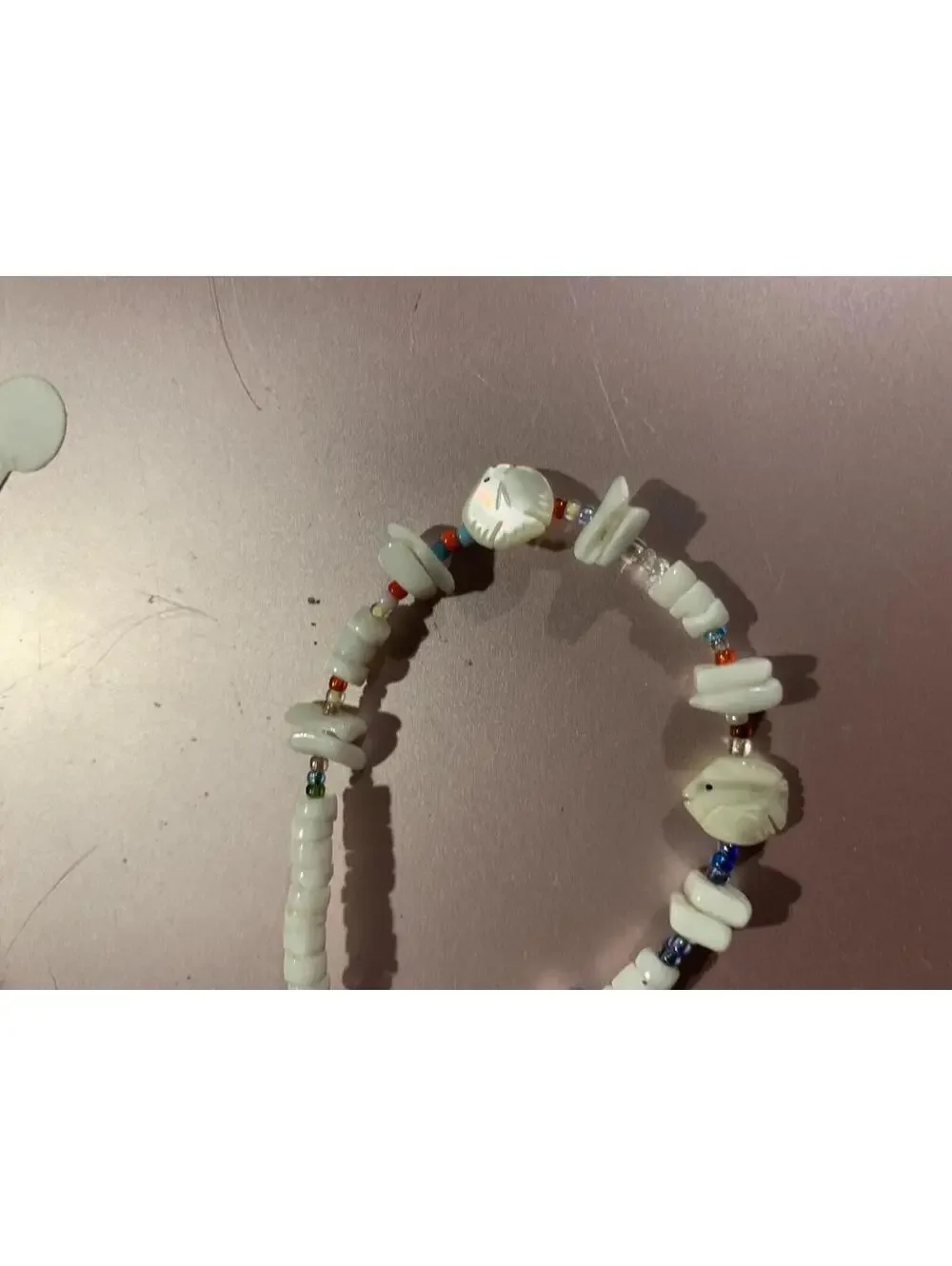 White Beaded Bracelet with Multicolor Accent Beads